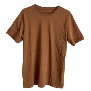 Pact Men’s Short Sleeve Tee Shirt Crew Neck Brown Tan Organic Cotton Medium